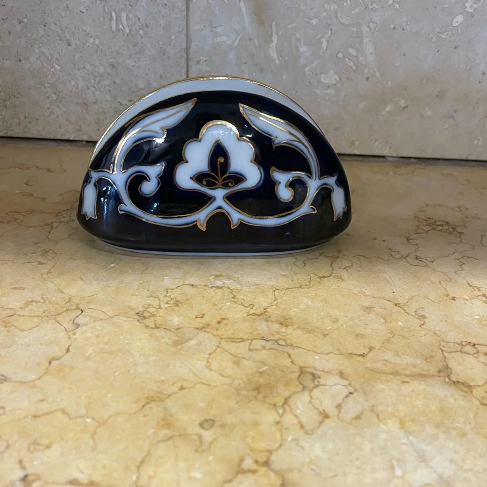 Ceramic Napkin holder handmade painting new